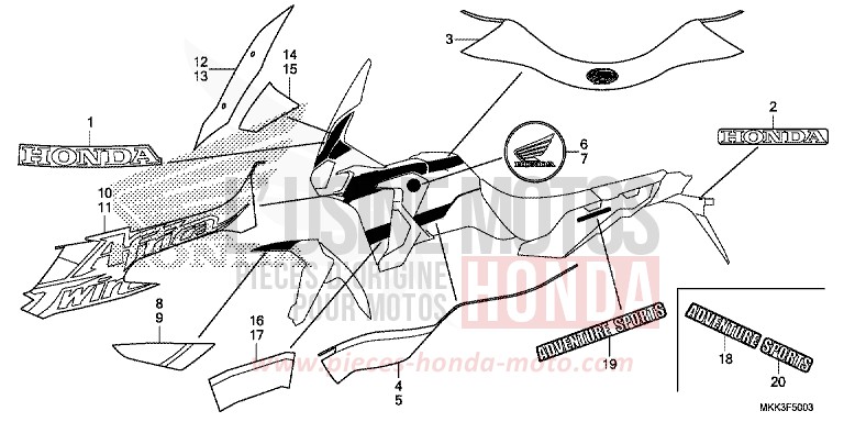 MARQUE/RAYURE (4) de Africa Twin PEARL GLARE WHITE (NHB53HB) de 2018